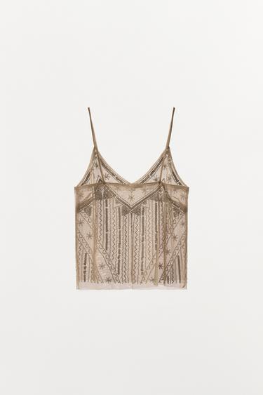 TOP STYLE LINGERIE BRODÉ - Doré de Zara - Image 5