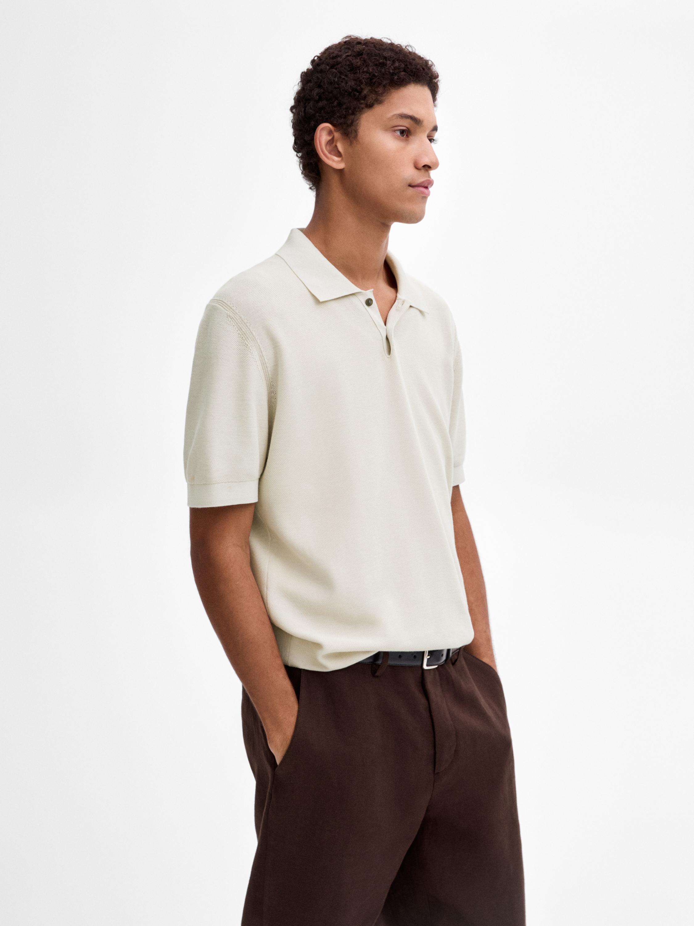100% cotton knit polo shirt - Beige | ZARA United States