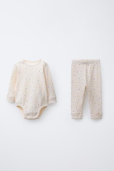 FLORAL PRINT BODY AND LEGGINGS PACK - Ecru by Zara