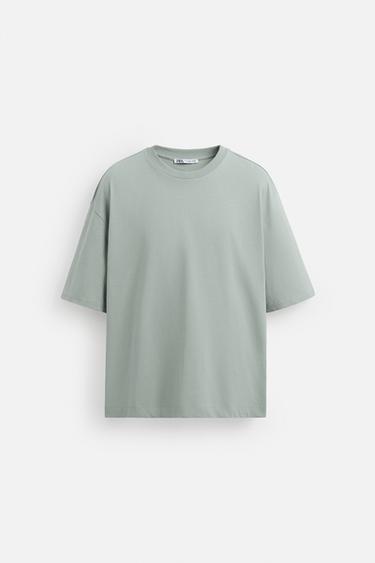 SHIRT WITH EMBROIDERED SLOGAN - Green / Blue by Zara