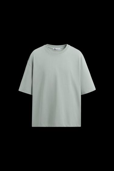 SHIRT WITH EMBROIDERED SLOGAN - Green / Blue by Zara