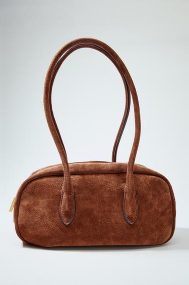 LEATHER SHOULDER BAG - Brick by Zara