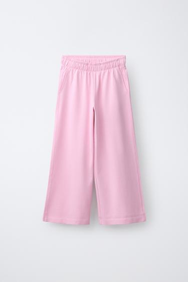 WIDE-LEG HEAVY JERSEY TROUSERS - Pink by Zara