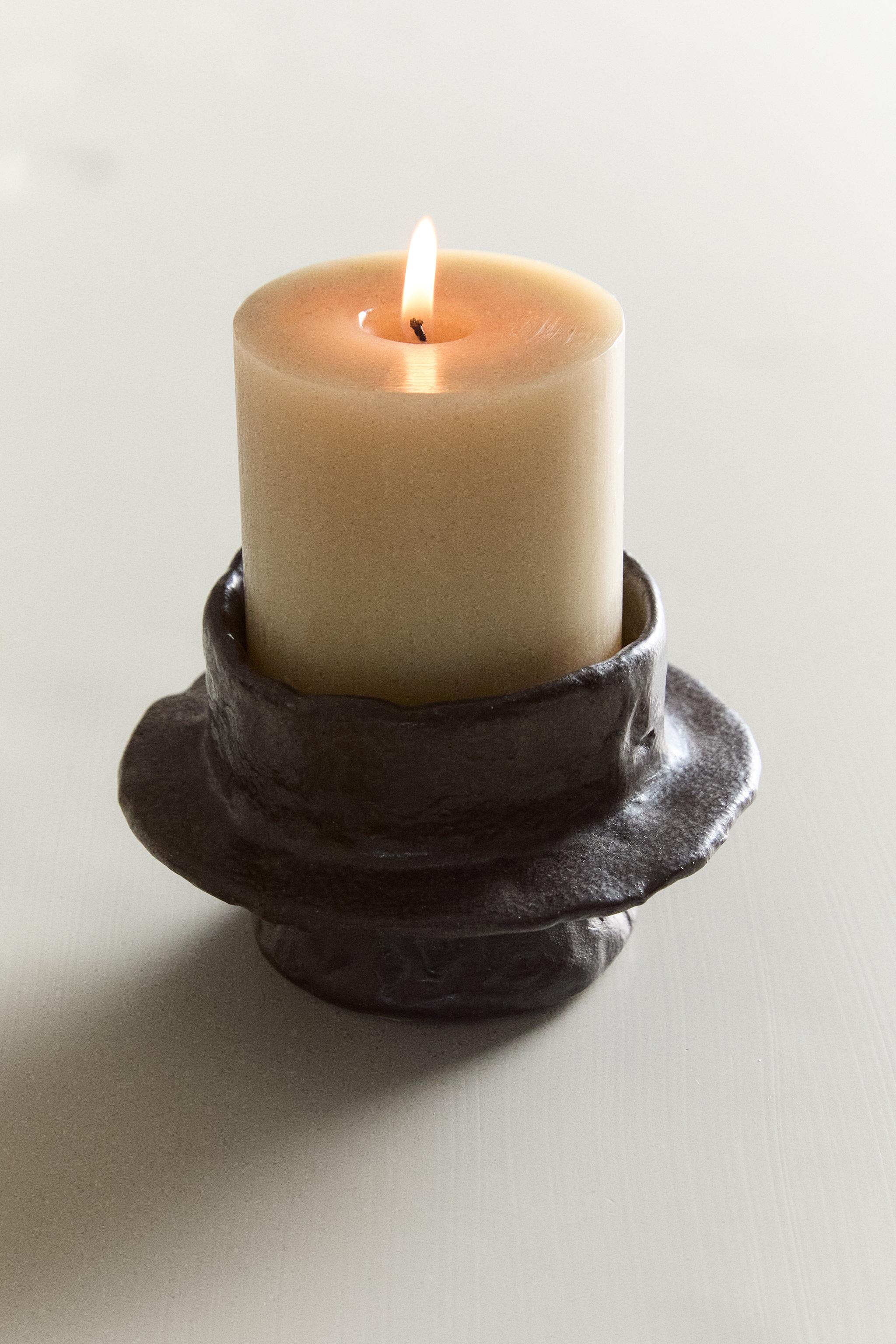 IRREGULAR STONEWARE CANDLESTICK