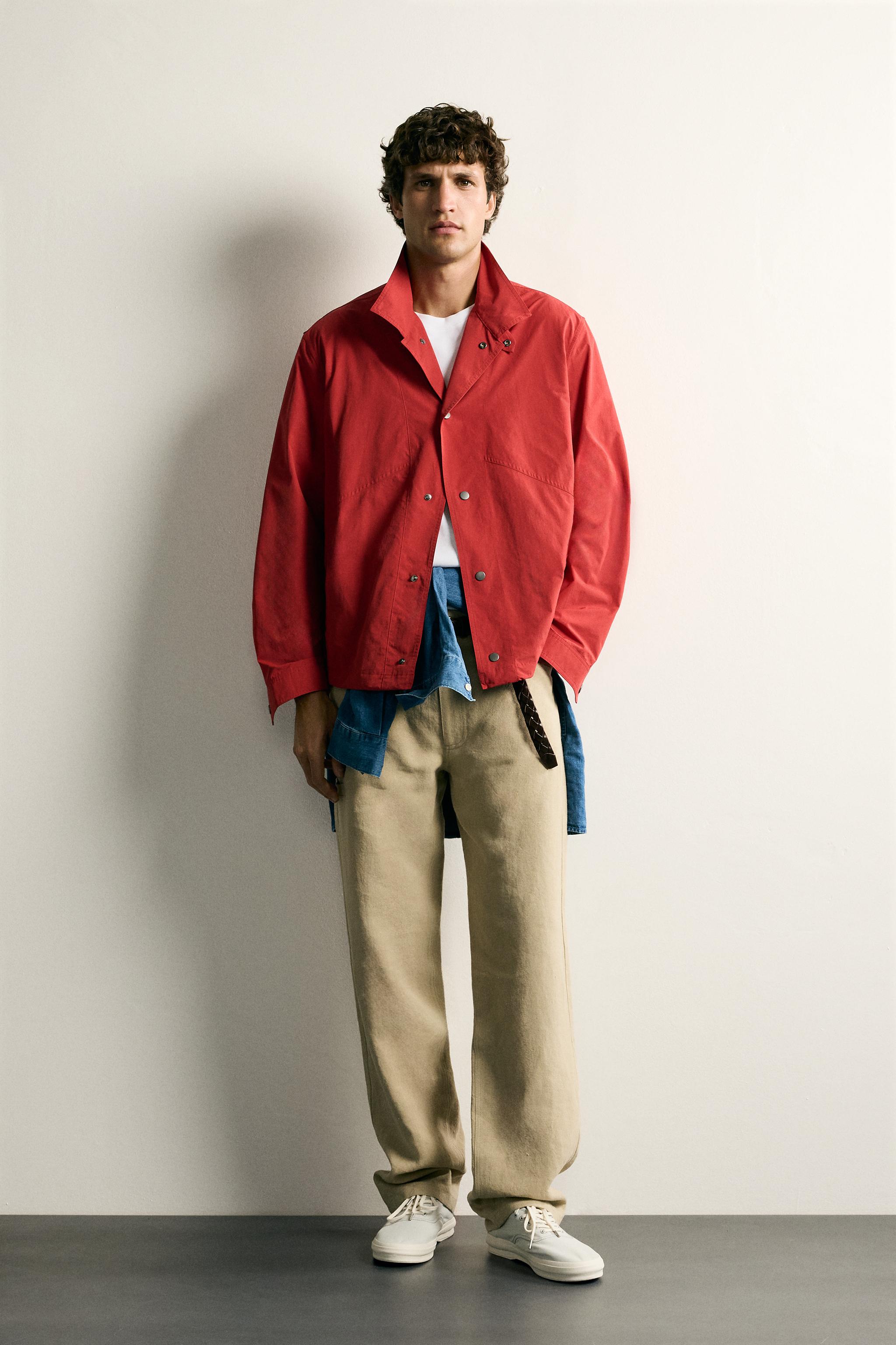 レギュラーフィット 軽量テクニカルシャツジャケット - レッド | ZARA
