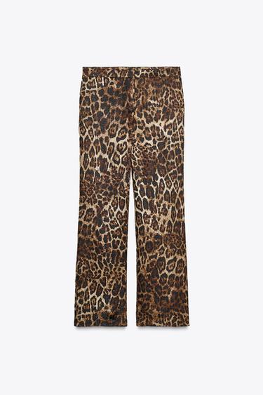 Zara ANIMAL PRINT JACQUARD PANTS ZW COLLECTION - Leopard