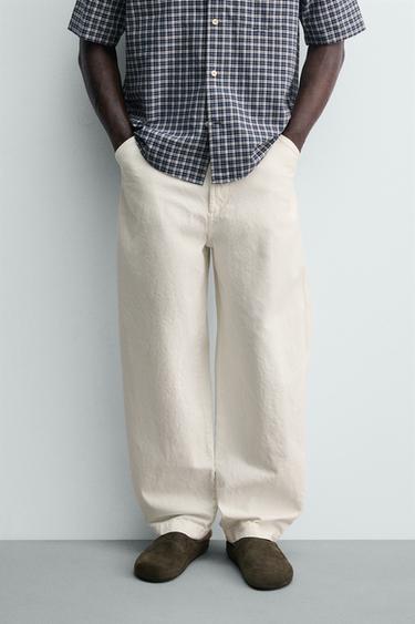 RELAXED FIT CARPENTER TROUSERS - Oyster-white by Zara - Image 1