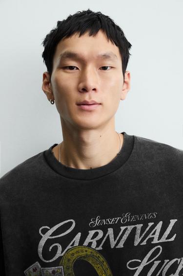 SWEAT IMPRIMÉ COMBINÉ - Anthracite foncé de Zara - Image 4