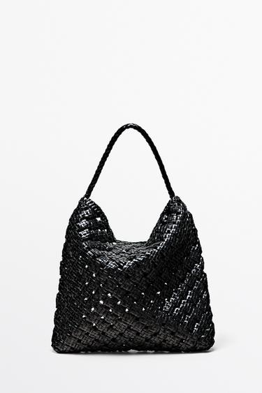 Zara Medium braided nappa leather bag - Black - Image 0
