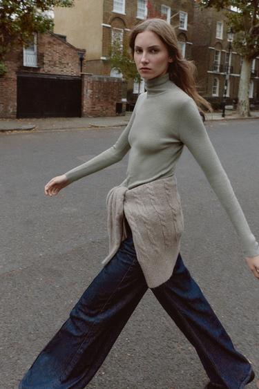 PULL AVEC LAINE À COL MONTANT - Gris de Zara