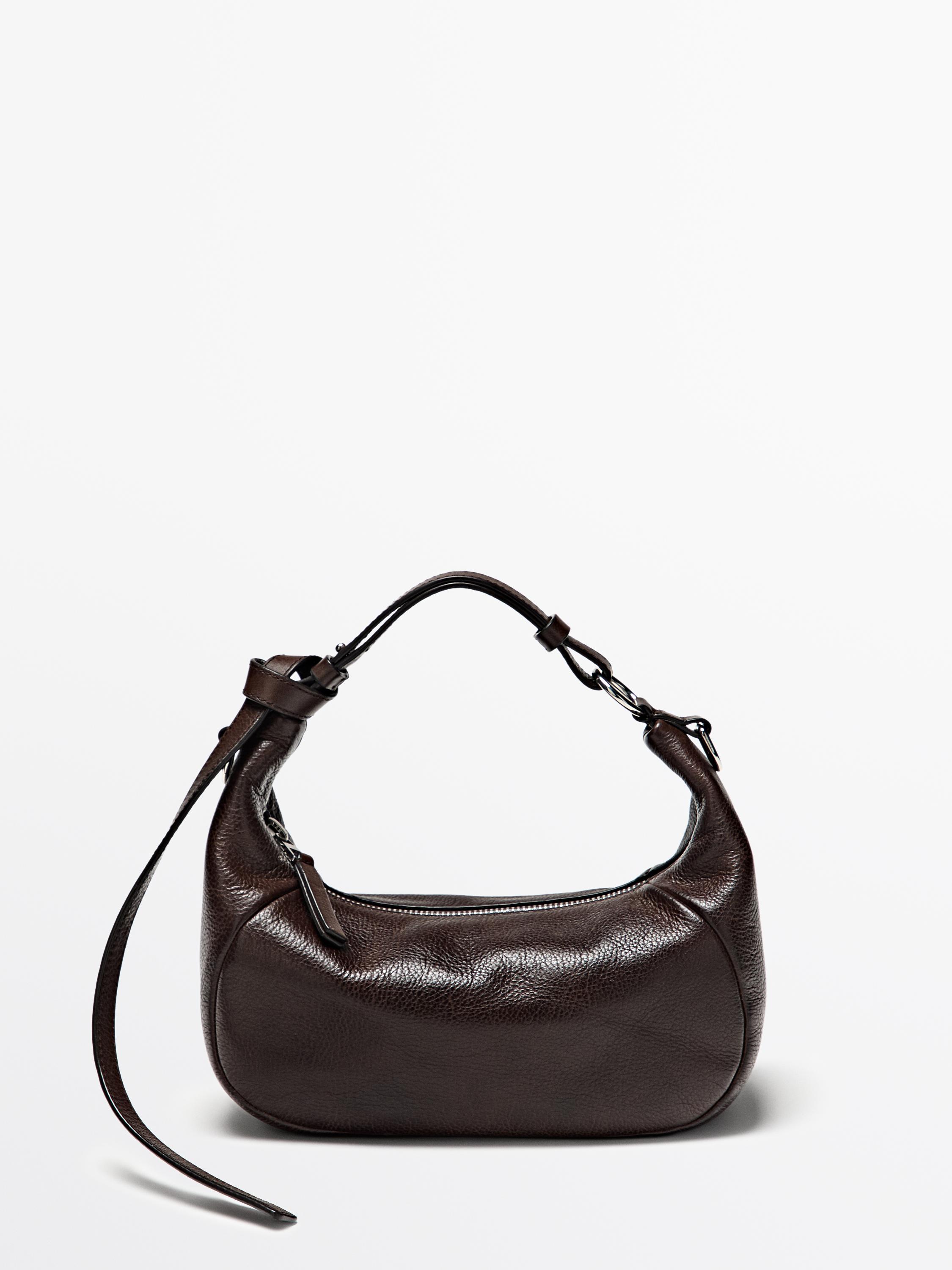 Nappa leather bag with metal buckle