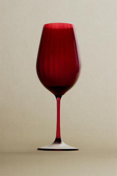 CRYSTALLINE CHRISTMAS WINE GLASS WITH RAISED DESIGN - Red by Zara - Image 4
