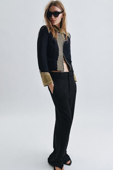 جاكيت بتفاصيل ALAMARES ZW COLLECTION LIMITED EDITION - بحري داكن الخاص بـ Zara