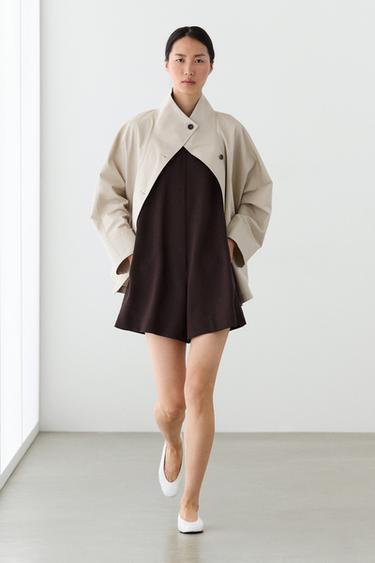 Zara Jacket with high collar detail - Ecru - Image 0