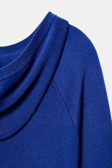 PLAIN KNIT HOODIE JUMPER - Bluish by Zara - Image 5