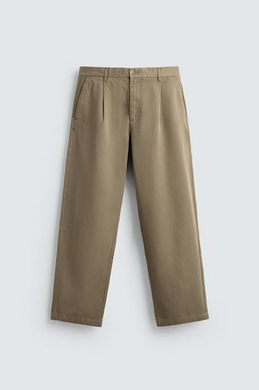 RELAXED FIT CHINO TROUSERS WITH PLEATS - Beige by Zara