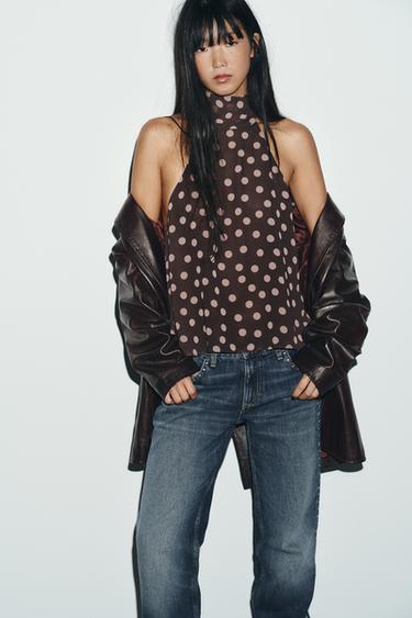 HALTER TOP WITH TIED DETAIL - Brown by Zara - Image 1