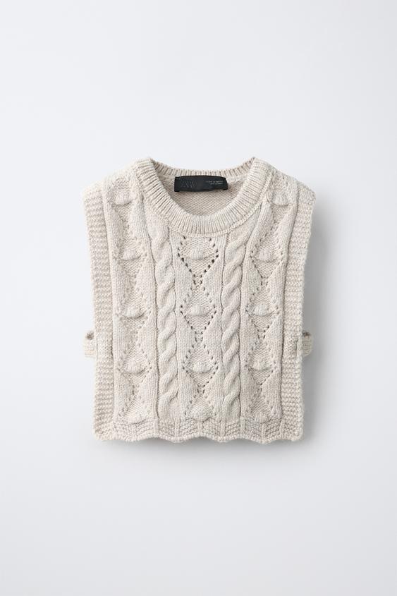 CABLE-KNIT VEST - camel de Zara - Imagen 0