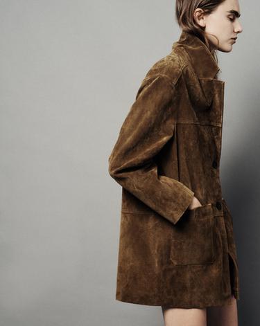100% LEATHER LONG JACKET - whisky by Zara