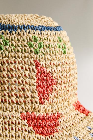 KIDS' PRINTED PAPER BEACH HAT - Light beige by Zara - Image 3