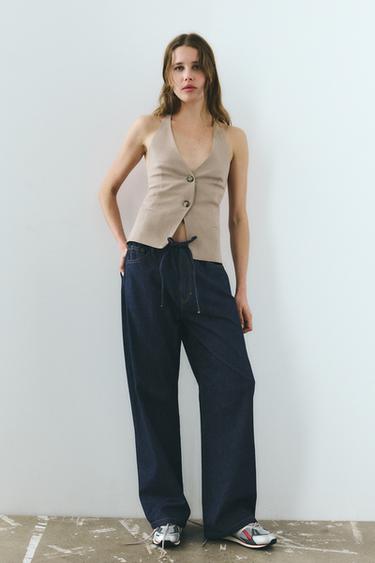 PANTALÓN DENIM TRF LAZADA - Marino de Zara - Imagen 0