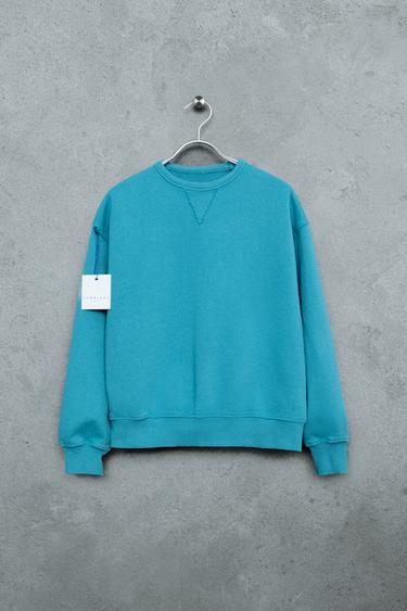 STORIESZ - BLUZË HOODIE JAKË E RRUMBULLAKËT - E kaltër e hapur nga Zara