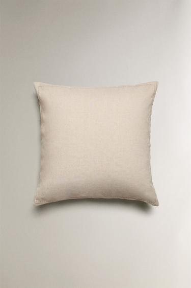 HOUSSE DE COUSSIN ÉDREDON LIN MATELASSÉ POIS - Beige clair de Zara - Image 1