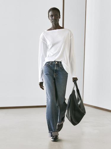 Camiseta cuello barco 100% algodón - Blanco de Zara - Imagen 0