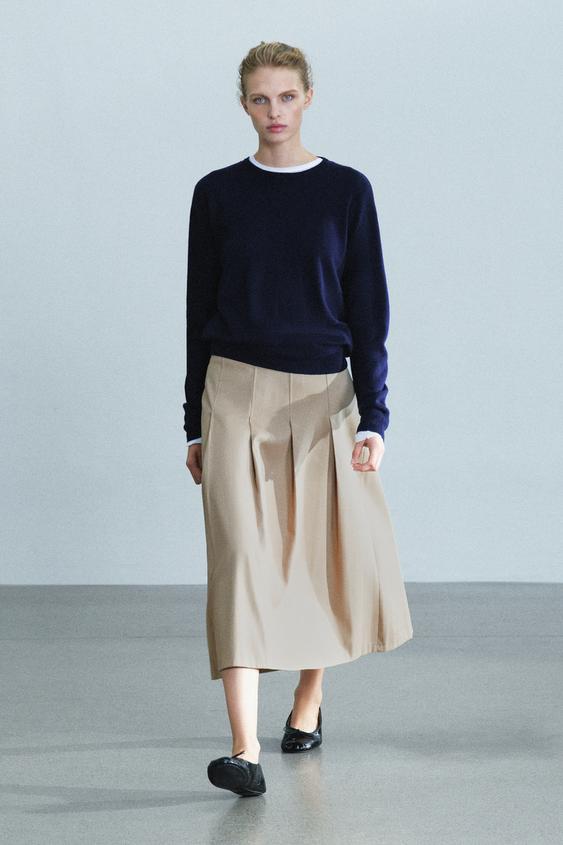 FUND MIDI ME PALA ZW COLLECTION - Ngjyrë deveje mesatare nga Zara - Imazh 0