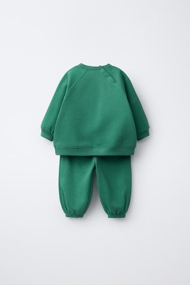 BASIC SWEATSHIRT AND JOGGER TROUSERS SET - Green by Zara - Image 1