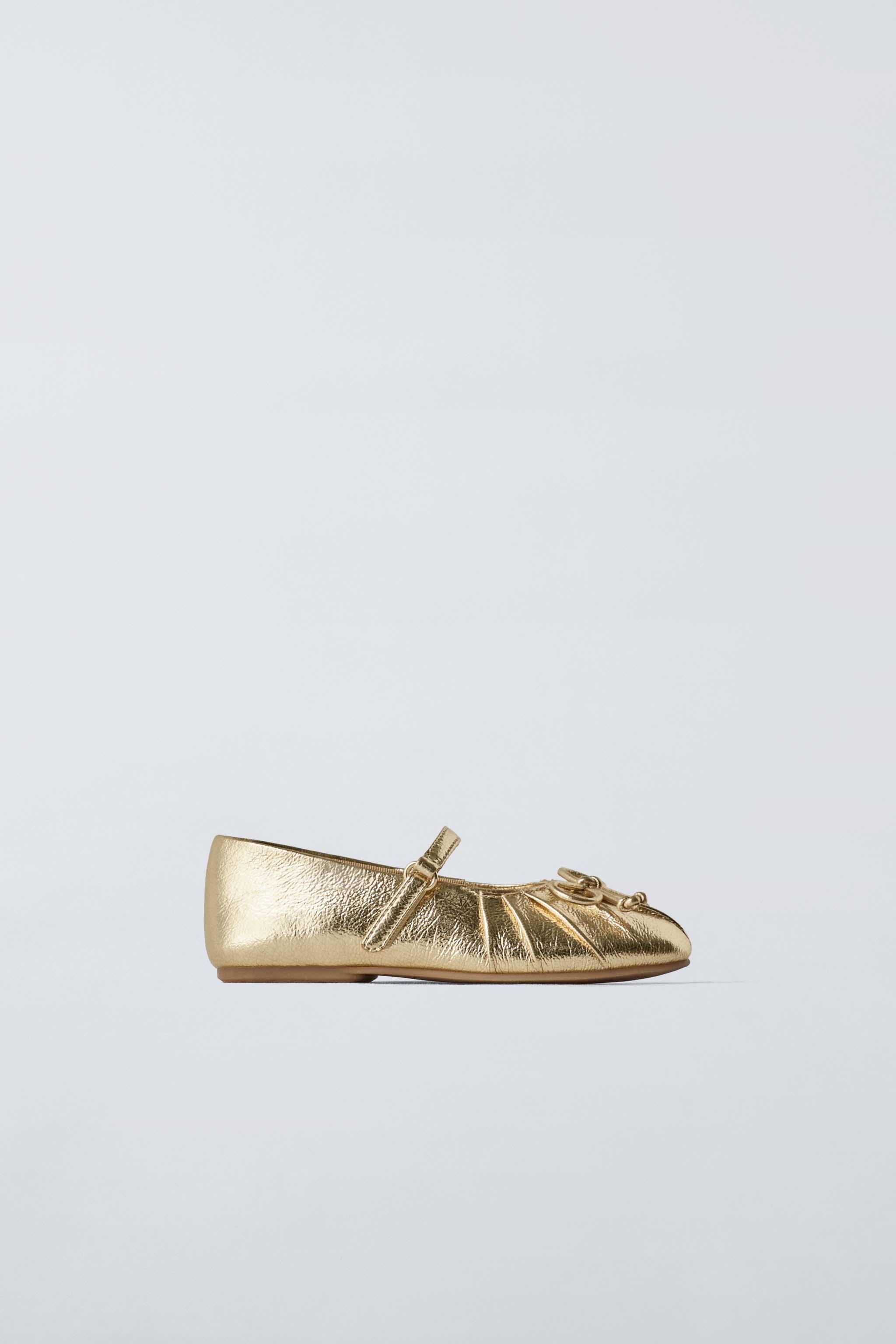 Zara Metallic Leather Ballet Flats hotsell