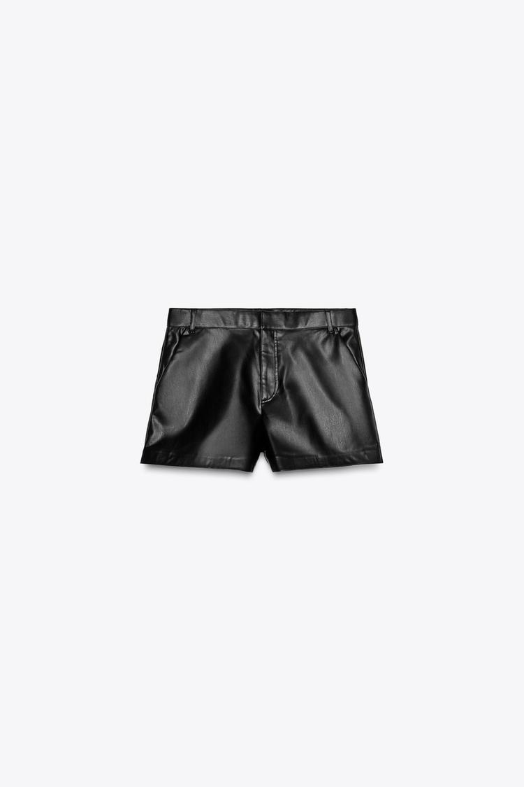 Leather Zara Pantalones Cortos Pantalones Cortos Negros De Piel