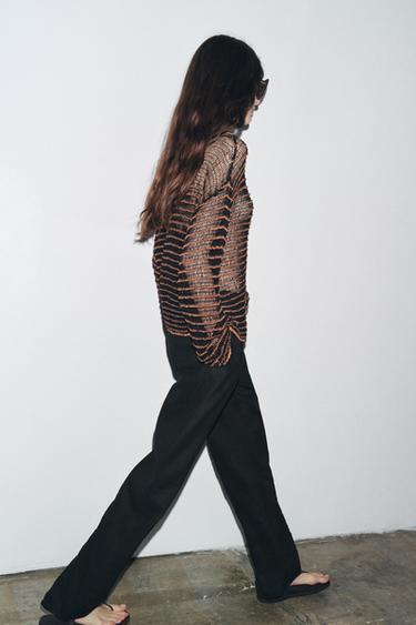 OPEN KNIT SWEATER - BLACK/ORANGE by Zara - Image 4