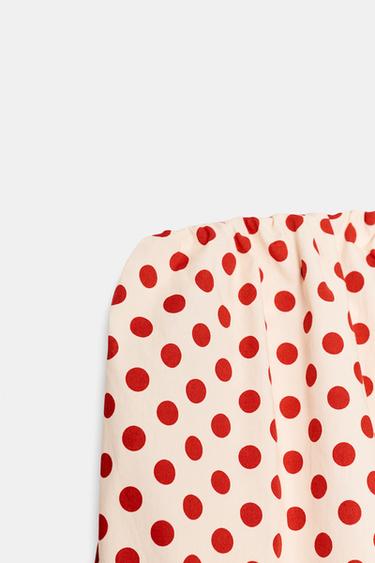 OFF-THE-SHOULDER POLKA DOT DRESS - Ecru / Red by Zara - Image 8