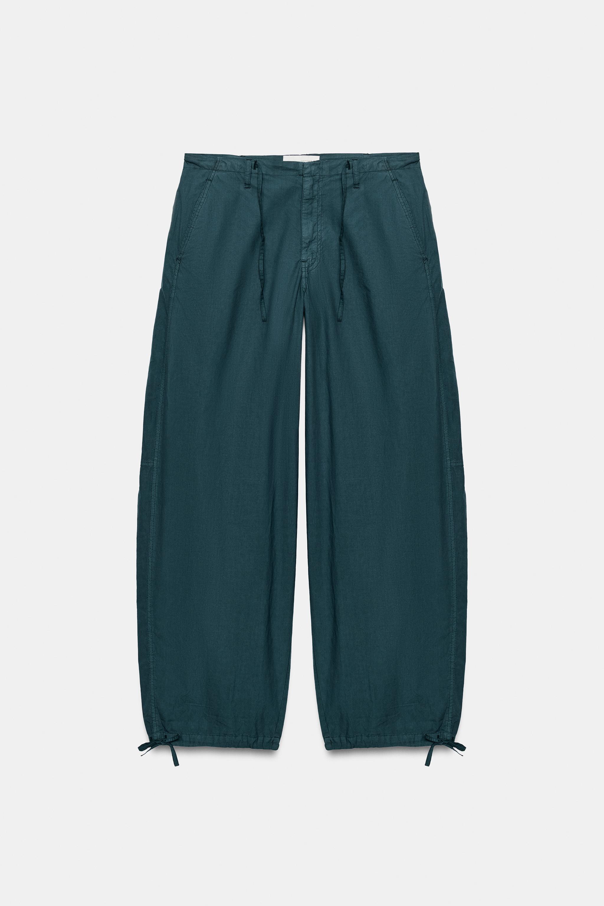 Женские брюки Zara DRAWSTRING WIDE-LEG PANTS — фото 6