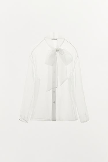 ORGANZA SHIRT WITH BOW - White by Zara - Image 0