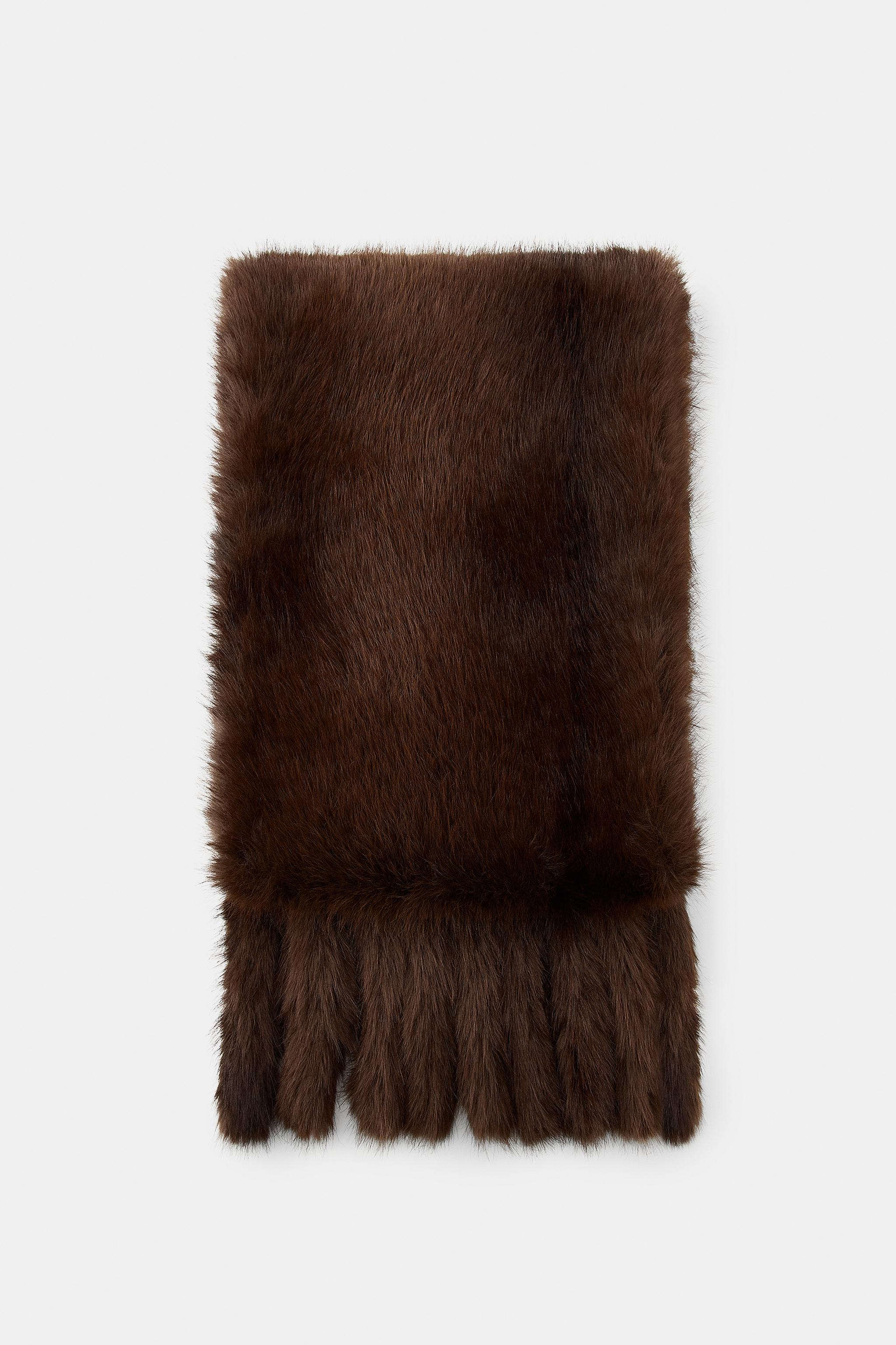 PLAIN FAUX FUR FRINGED SCARF