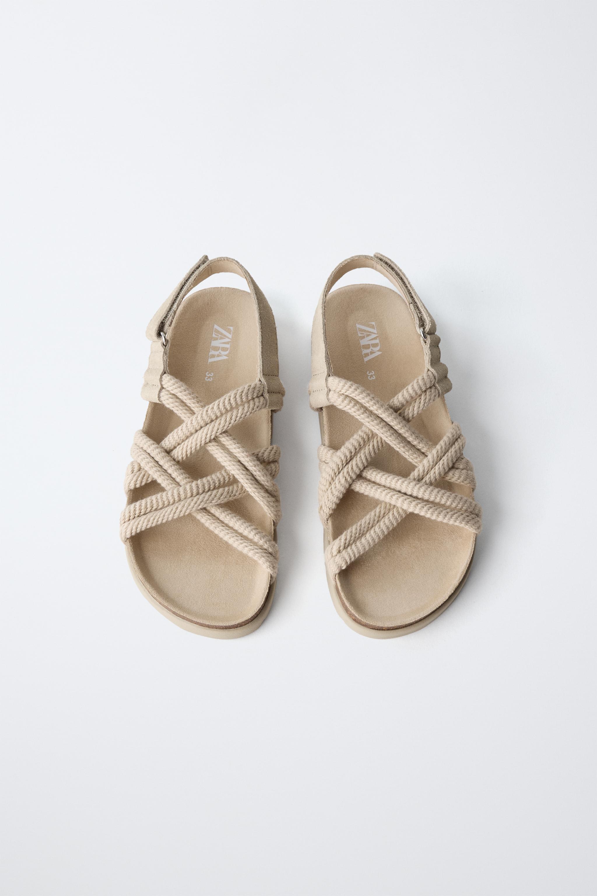 Детские сандалии Zara ROPE DESIGN LEATHER SANDALS — фото 5