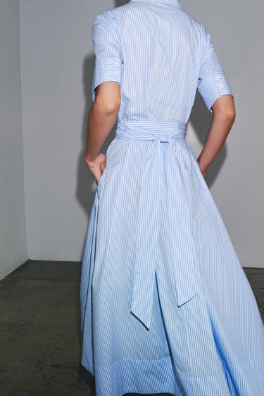 ROBE CHEMISE EN POPELINE ZW COLLECTION - rayures de Zara - Image 2