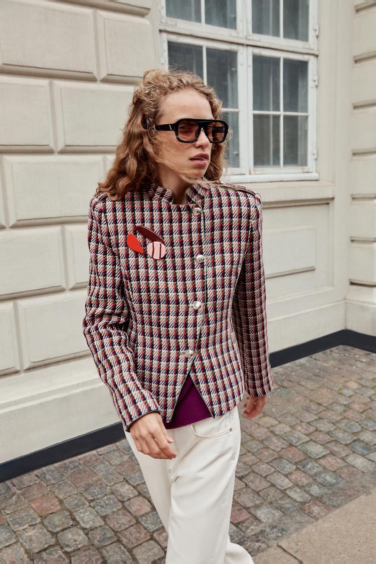 STRUCTURED DOUBLE-BREASTED BLAZER — Multicolored