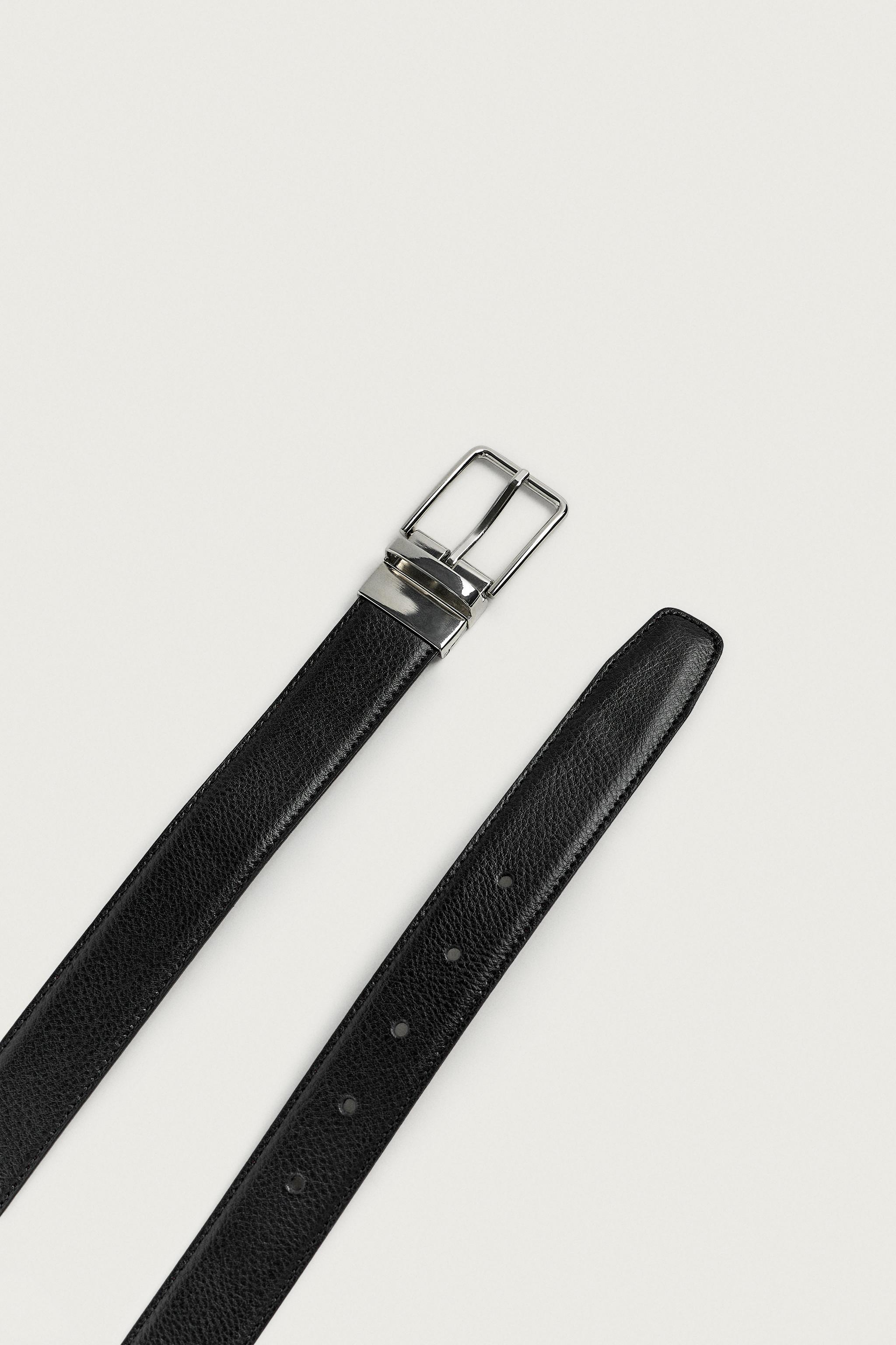 REVERSIBLE LEATHER BELT - Black | ZARA Spain