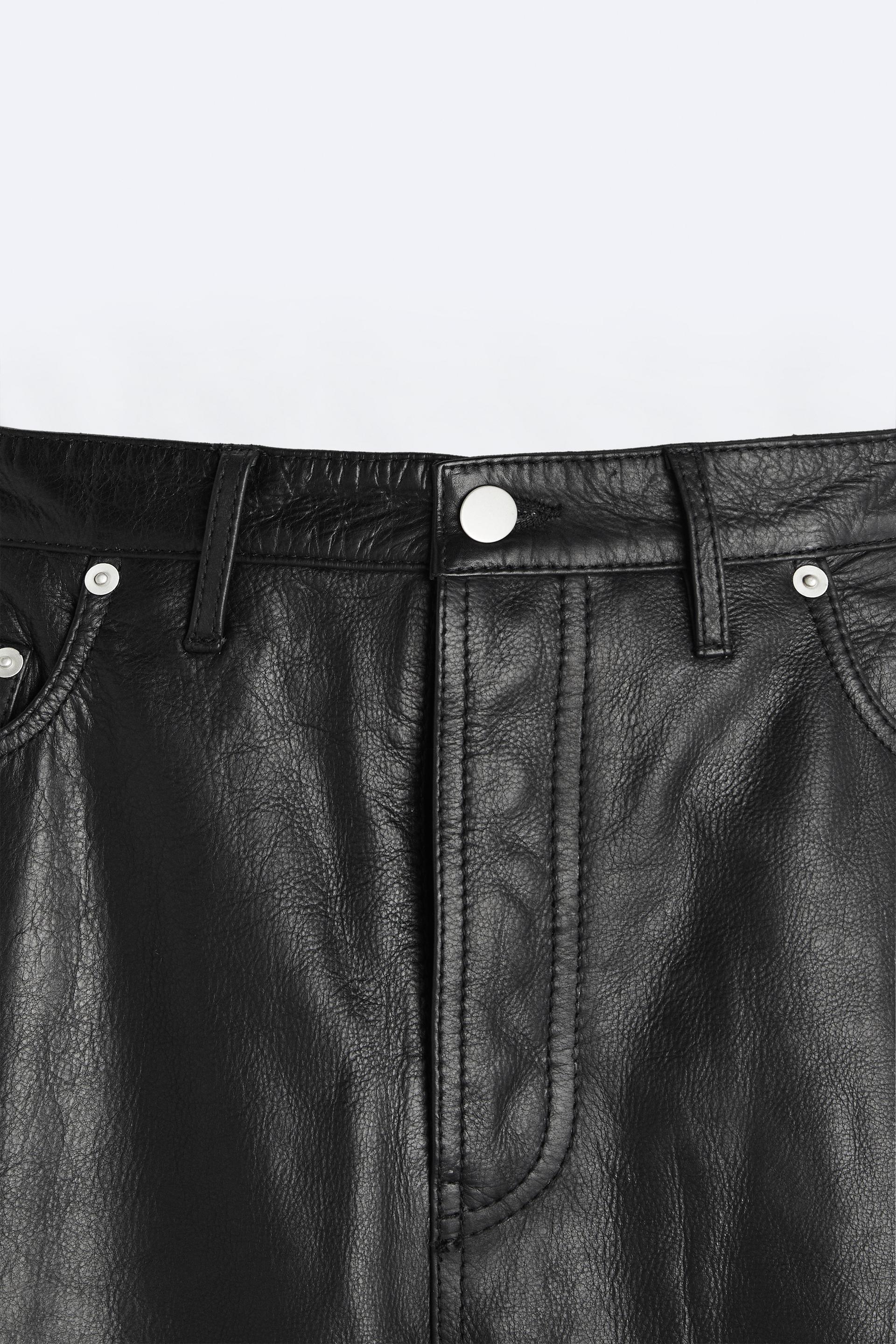 Zayn Leather Men's Causal Pants Real Lambskin Napa Leather Cognac
