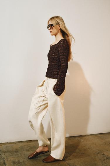 JERSEY PUNTO CUELLO BARCO - Marrón de Zara