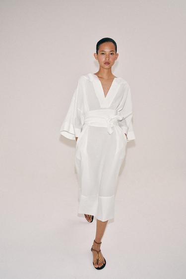 ZW COLLECTION: БЕЛБЕУІ БАР ТУНИКА КӨЙЛЕК - Ақ Zara компаниясынан