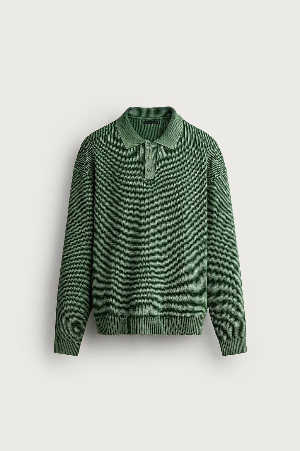 WASHED COTTON KNIT POLO SHIRT