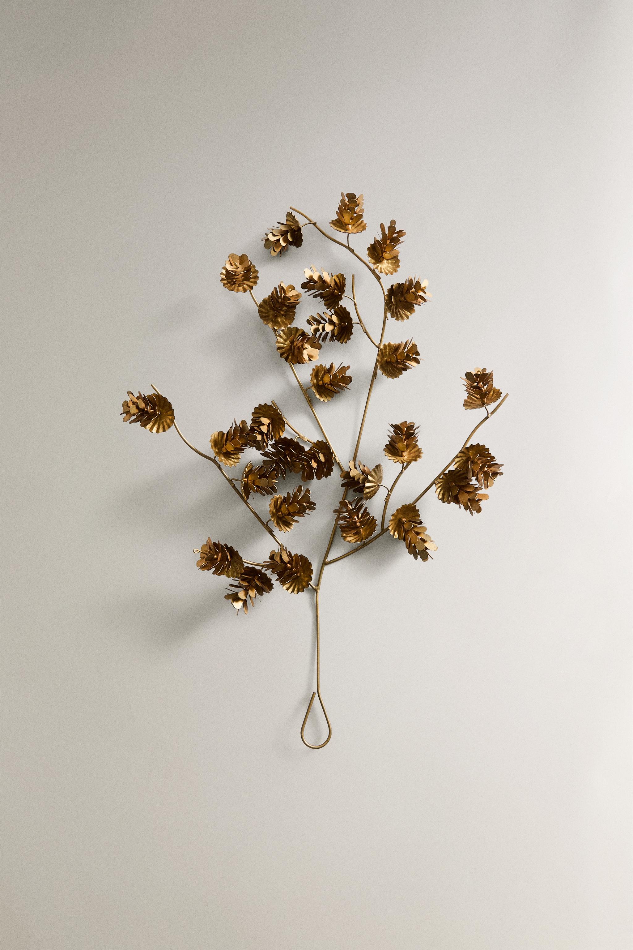 ANTIQUE-FINISH CHRISTMAS PINE CONE BRANCH ORNAMENT