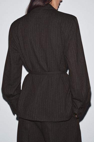BLAZER CHEVRONS CEINTURE ZW COLLECTION - Marron chiné de Zara - Image 2