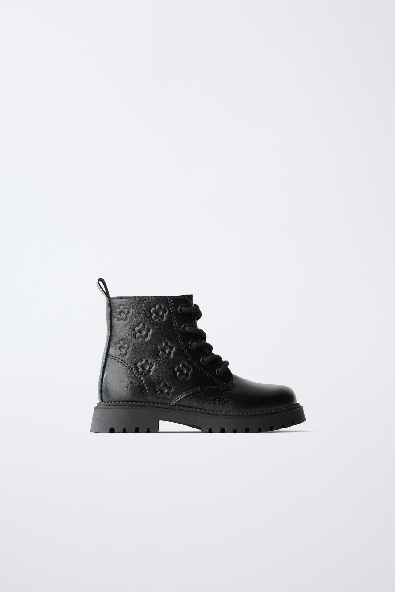 FLORAL BOOTS — Black