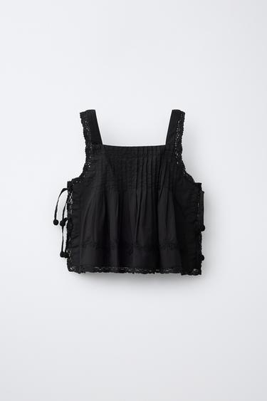 ТОП С ВЫШИВКОЙ — ЧЕРНЫЙ от Zara