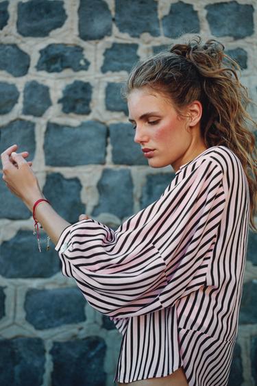 CHEMISE À RAYURES ET MANCHES BOUFFANTES - Multicolore de Zara - Image 1